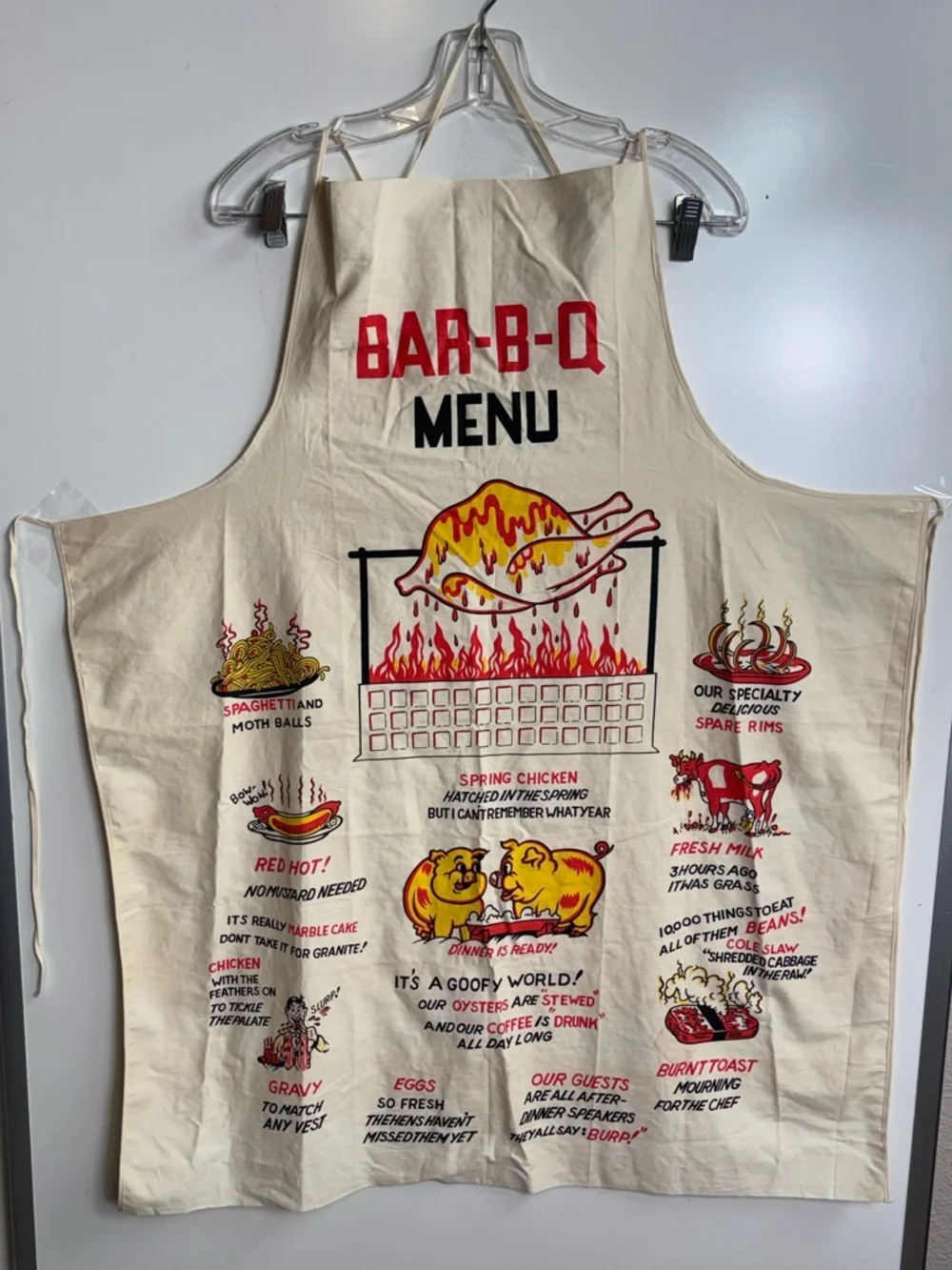 Vtg 50s 60s BBQ Menu Apron Novelty Kitsch Mid Century Modern Rare Graphic MCM